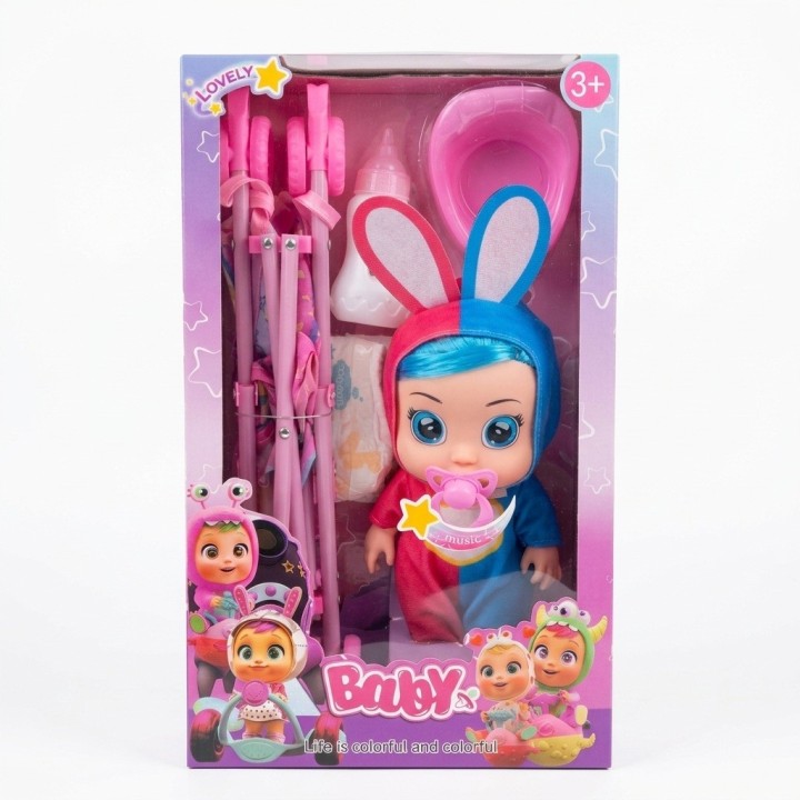 Muñeca Bebé Con Coche Bacinilla Tetero Y Accesorios