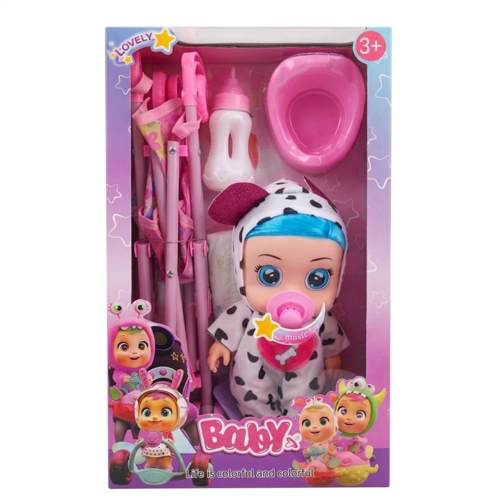 Muñeca Bebé Con Coche Bacinilla Tetero Y Accesorios