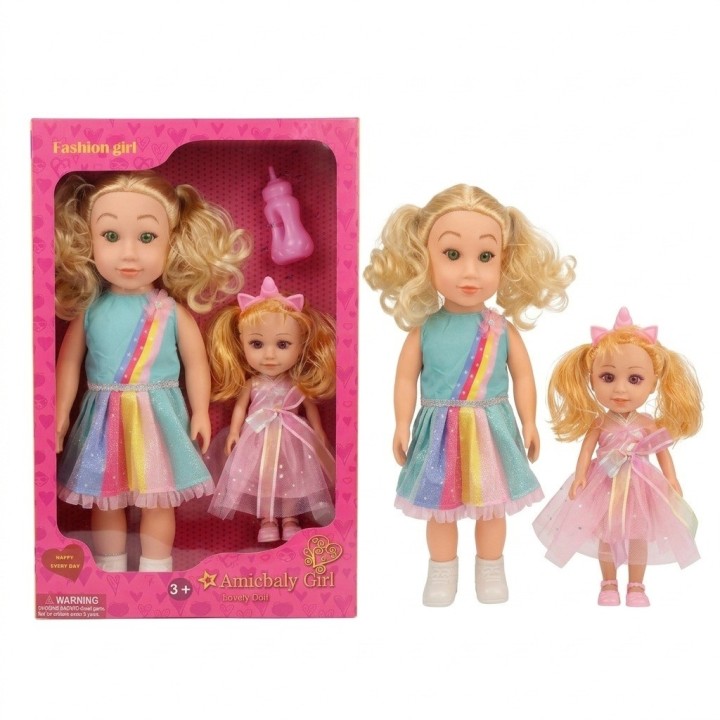Set X2 Muñecas Hermanas Arcoíris Con Accesorios