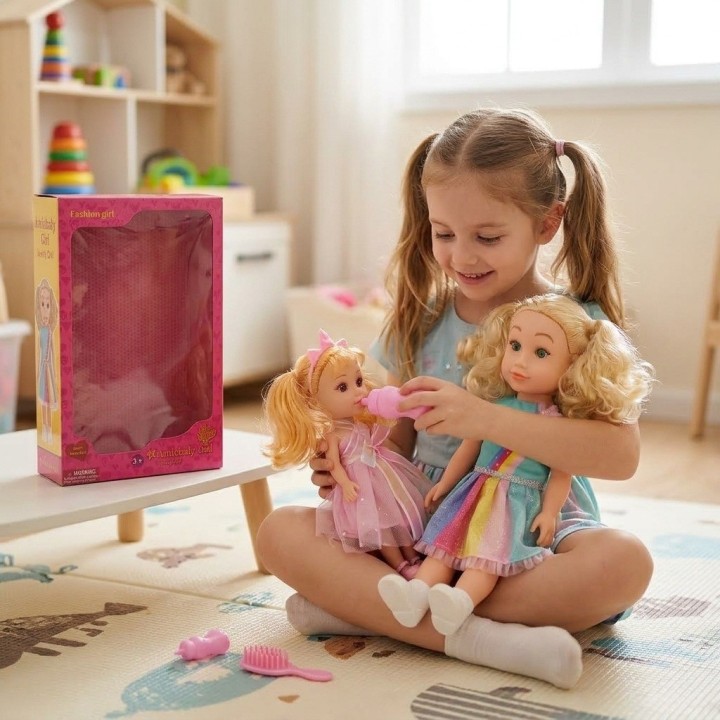 Set X2 Muñecas Hermanas Arcoíris Con Accesorios