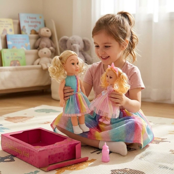 Set X2 Muñecas Hermanas Arcoíris Con Accesorios