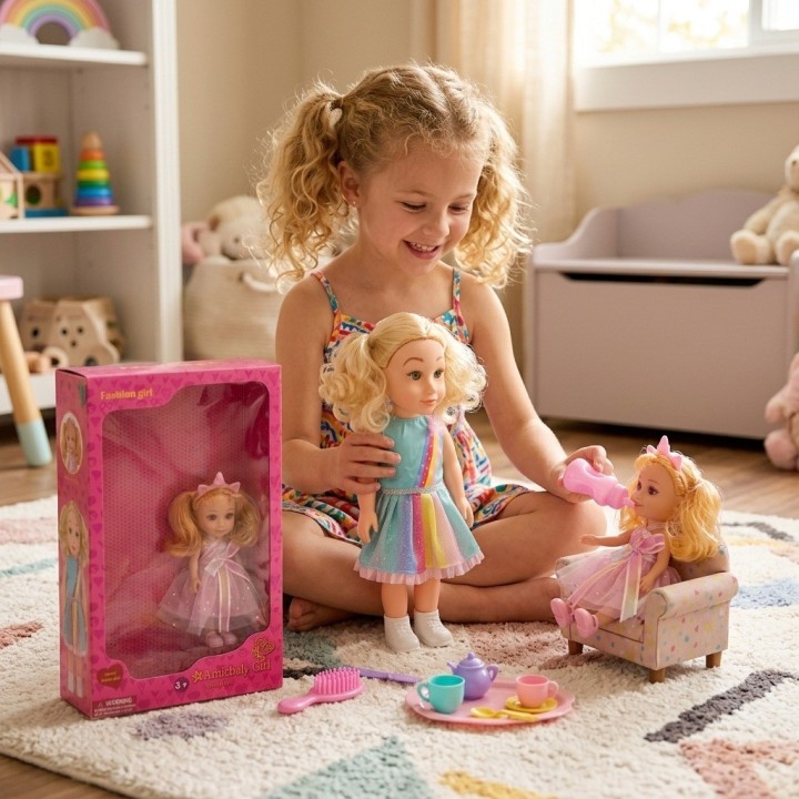 Set X2 Muñecas Hermanas Arcoíris Con Accesorios