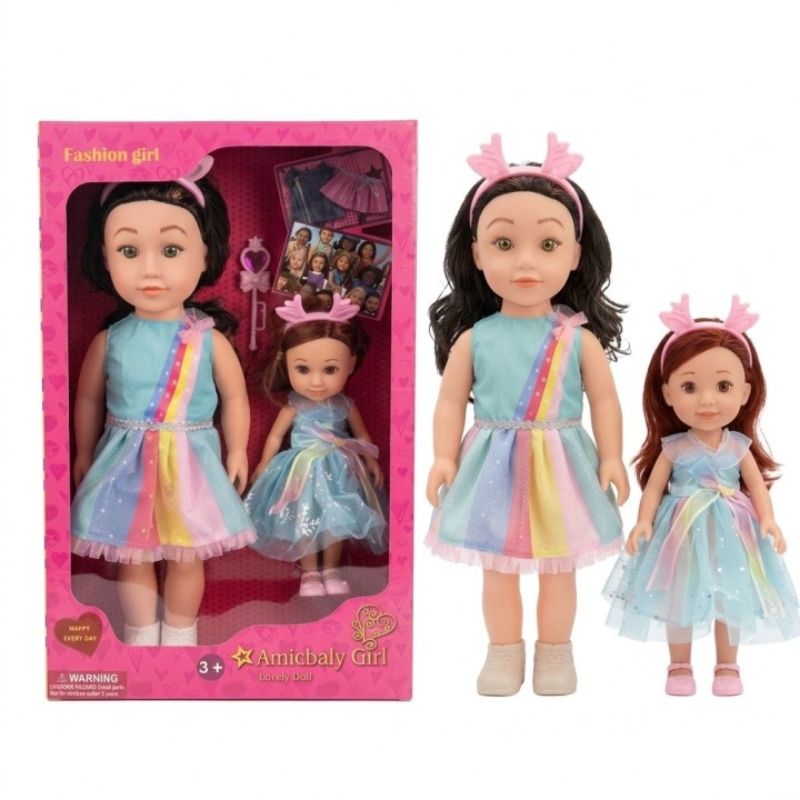 Set X2 Muñecas Hermanas Arcoíris Con Accesorios
