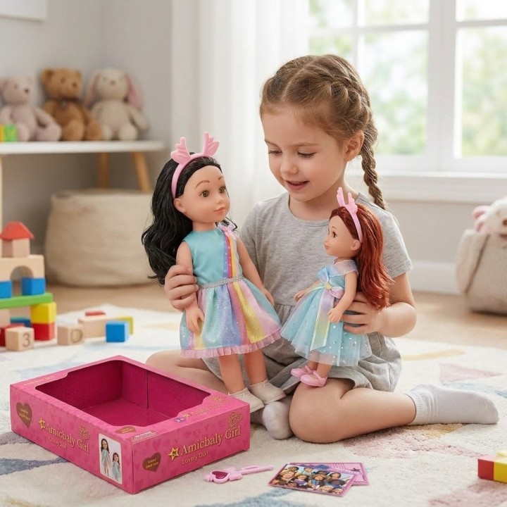 Set X2 Muñecas Hermanas Arcoíris Con Accesorios