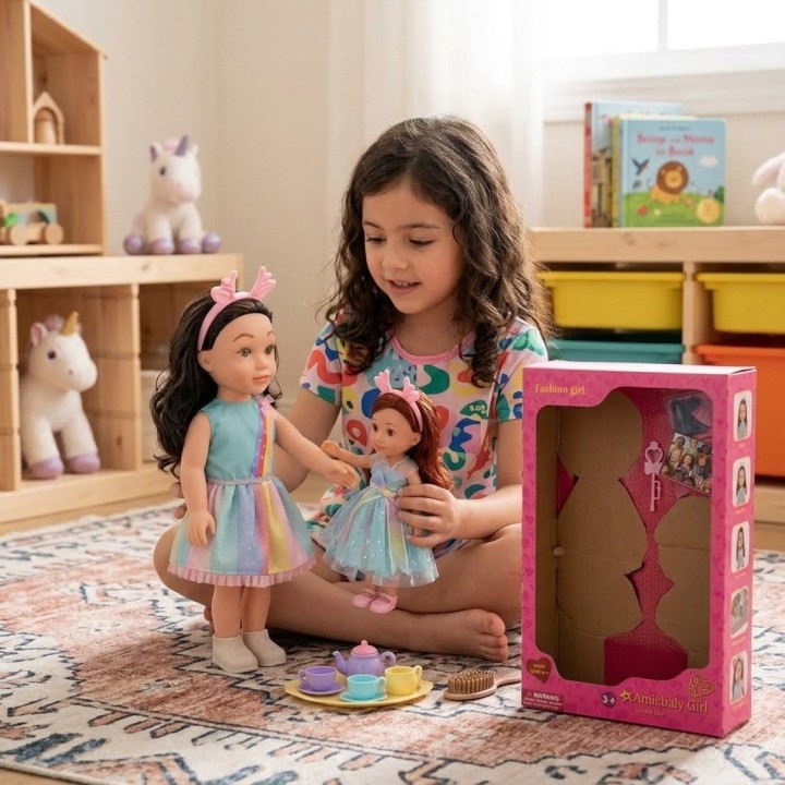 Set X2 Muñecas Hermanas Arcoíris Con Accesorios