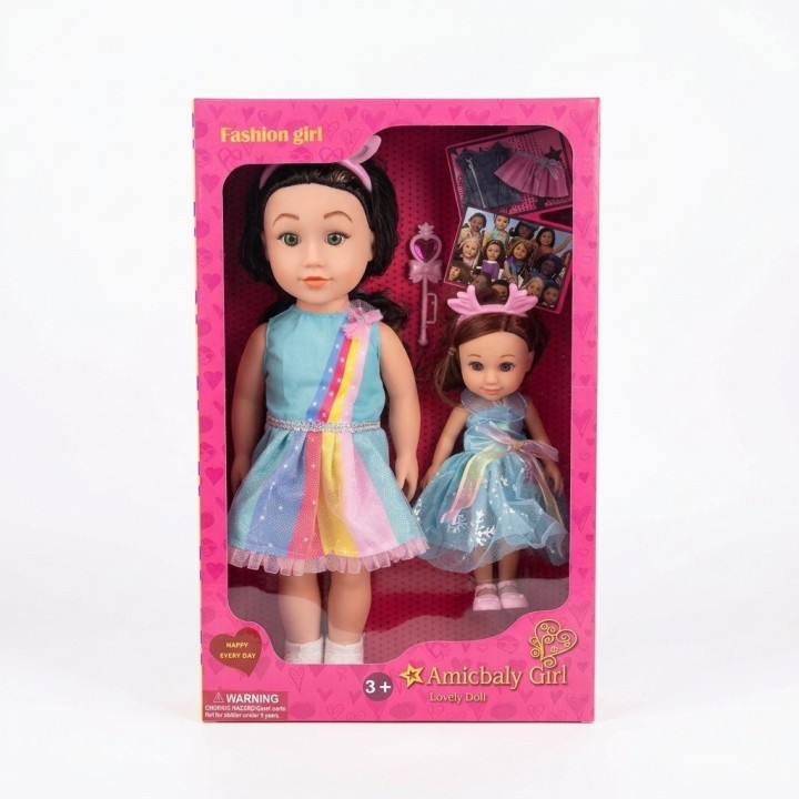 Set X2 Muñecas Hermanas Arcoíris Con Accesorios