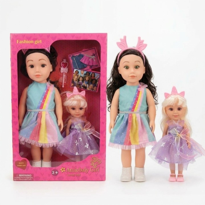 Set X2 Muñecas Hermanas Arcoíris Con Accesorios
