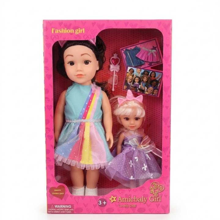 Set X2 Muñecas Hermanas Arcoíris Con Accesorios