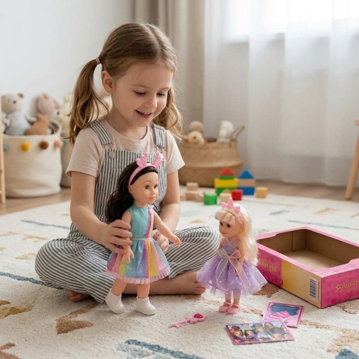 Set X2 Muñecas Hermanas Arcoíris Con Accesorios
