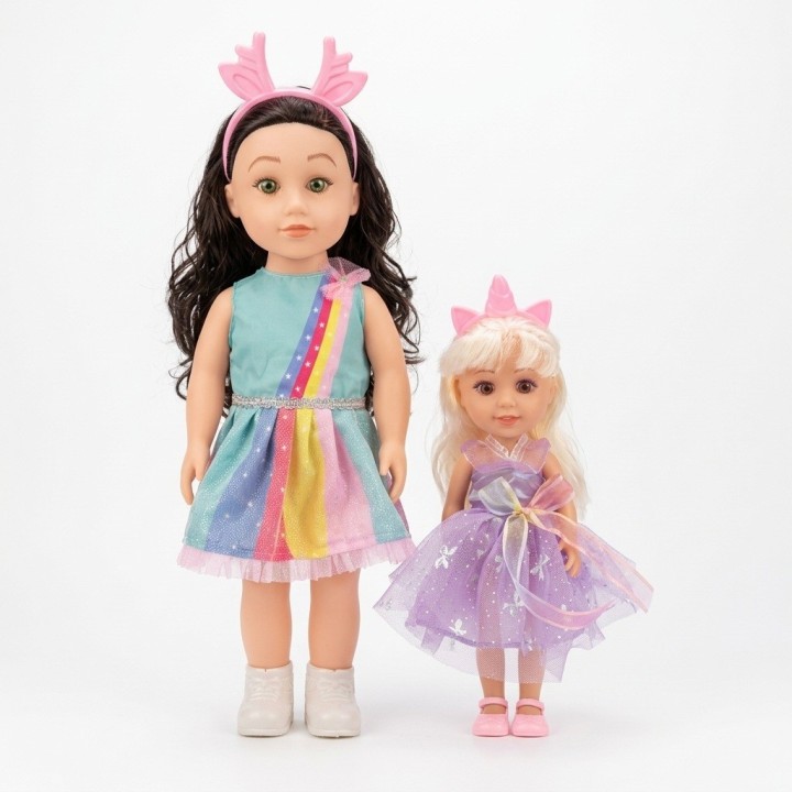 Set X2 Muñecas Hermanas Arcoíris Con Accesorios