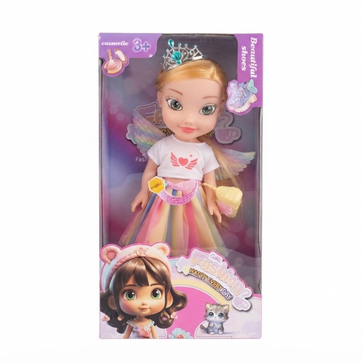 Muñeca Princesa Hada Con Alas Y Falda Arcoíris