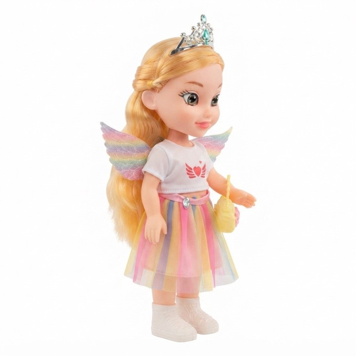 Muñeca Princesa Hada Con Alas Y Falda Arcoíris