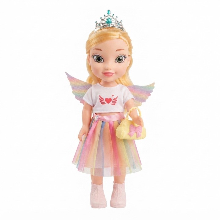 Muñeca Princesa Hada Con Alas Y Falda Arcoíris