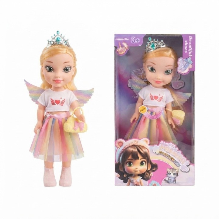Muñeca Princesa Hada Con Alas Y Falda Arcoíris