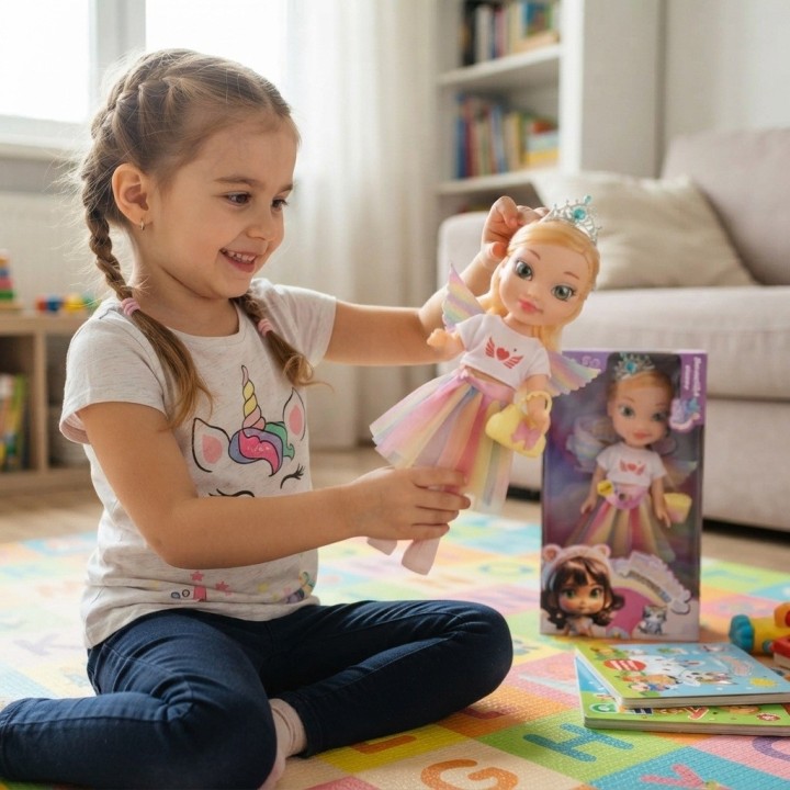 Muñeca Princesa Hada Con Alas Y Falda Arcoíris