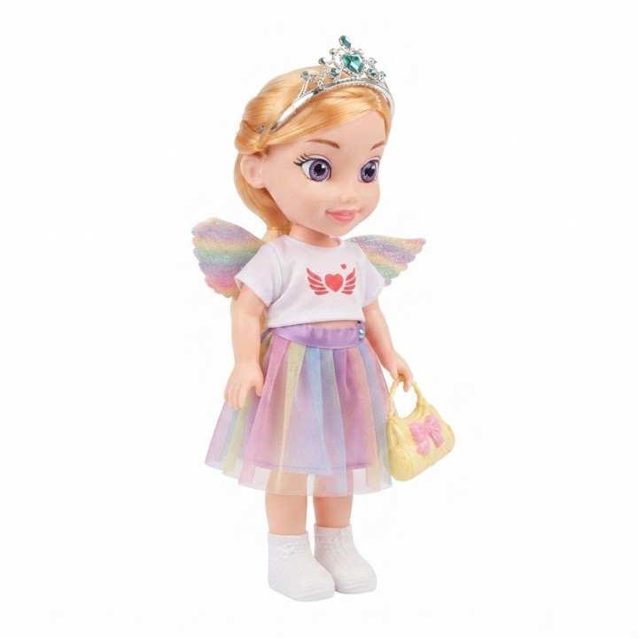 Muñeca Princesa Hada Con Alas Y Falda Arcoíris