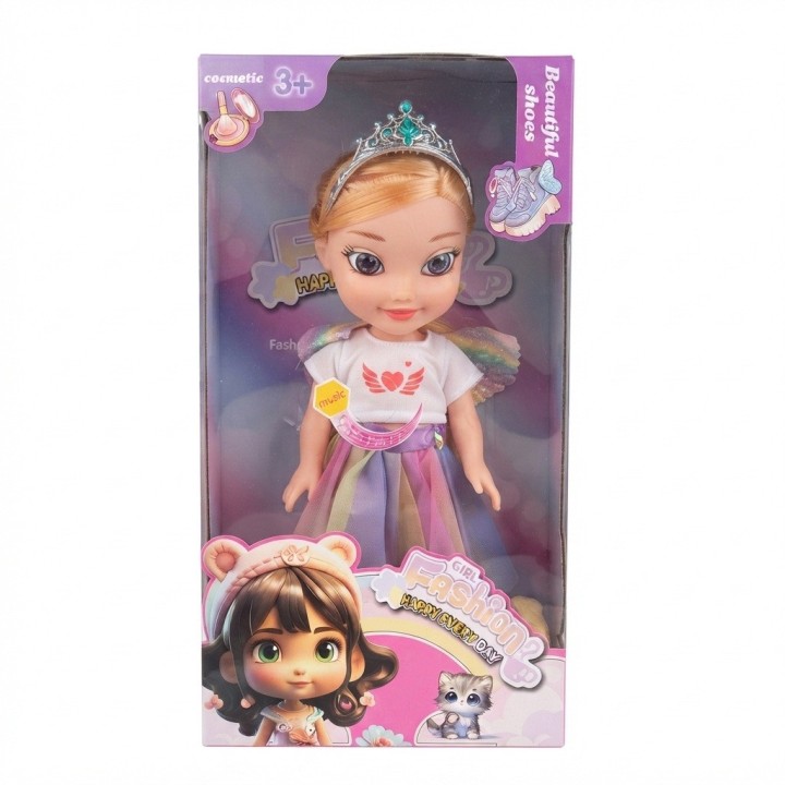 Muñeca Princesa Hada Con Alas Y Falda Arcoíris