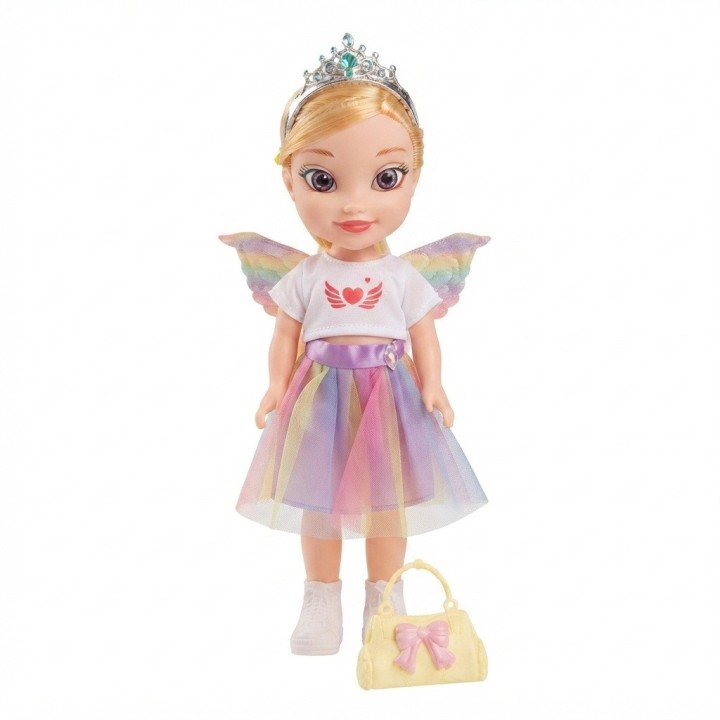 Muñeca Princesa Hada Con Alas Y Falda Arcoíris