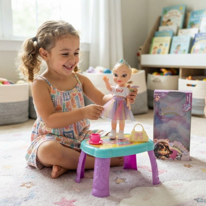 Muñeca Princesa Hada Con Alas Y Falda Arcoíris