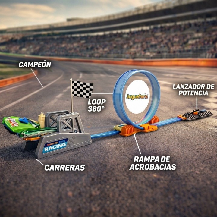 Set Pista Acrobacias Extrema Loop 360 Con Carrito Lanzador