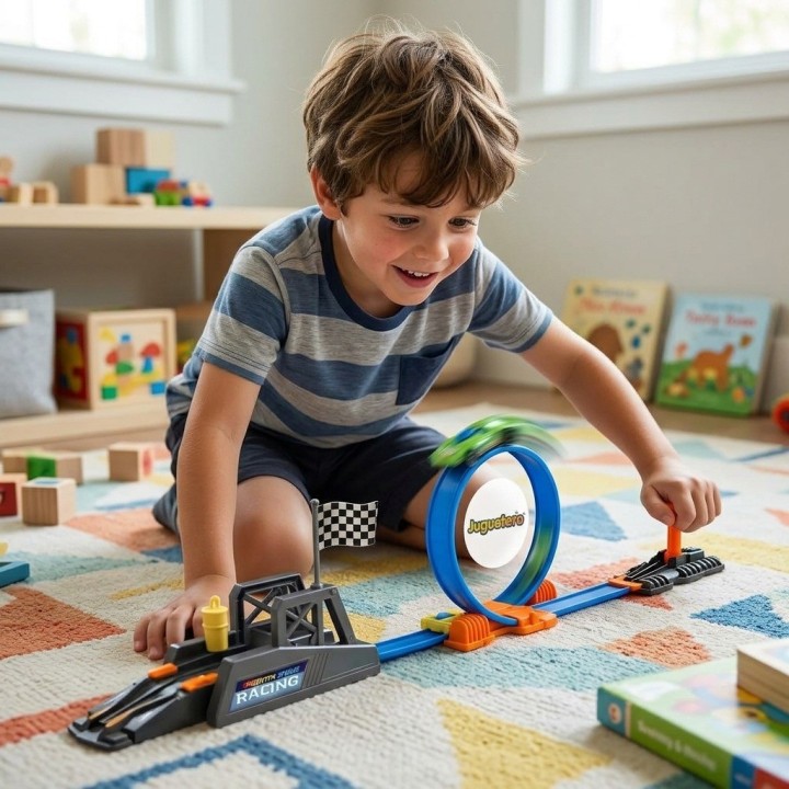 Set Pista Acrobacias Extrema Loop 360 Con Carrito Lanzador