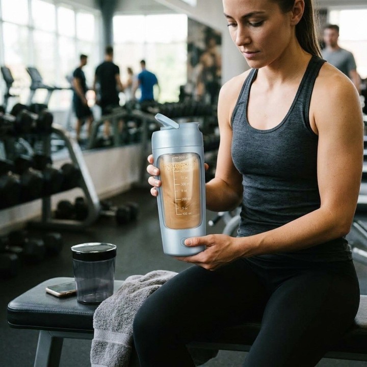 Vaso Mezclador Eléctrico Shaker Proteína 650ml Recargable