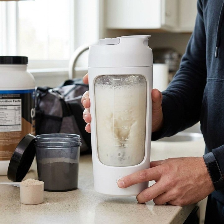 Vaso Mezclador Eléctrico Shaker Proteína 650ml Recargable