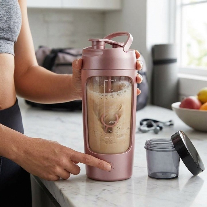 Vaso Mezclador Eléctrico Shaker Proteína 650ml Recargable