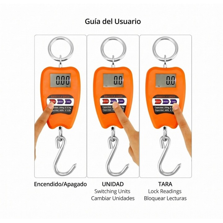 Pesa Colgante Digital 200kg Tipo Grúa Gancho Acero