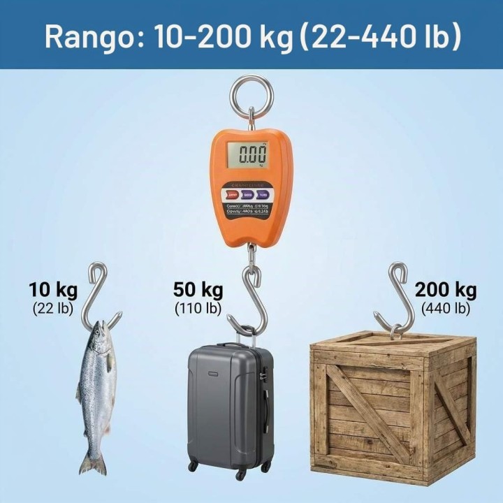 Pesa Colgante Digital 200kg Tipo Grúa Gancho Acero