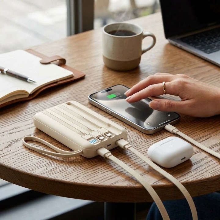 Power Bank 20000mah 22.5w 4 Cables Carga Rápida Led Dx442
