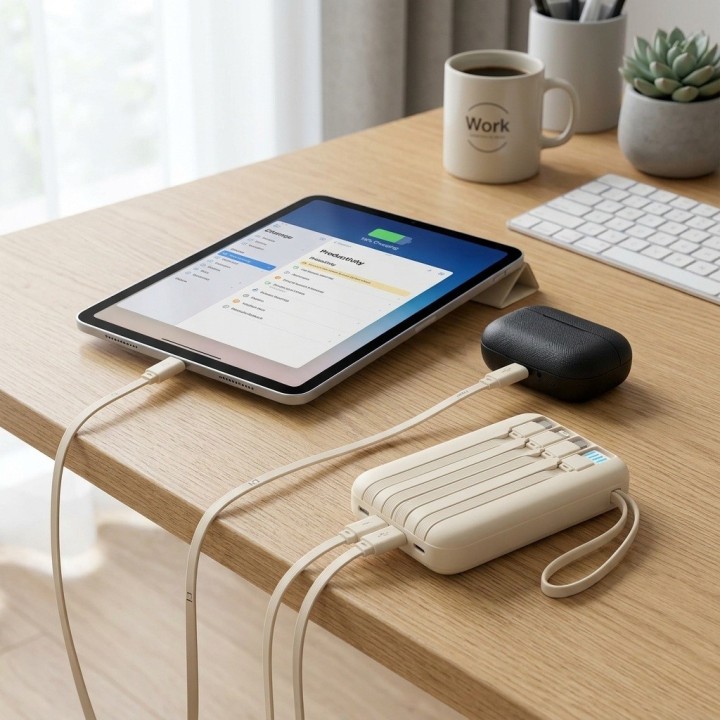 Power Bank 20000mah 22.5w 4 Cables Carga Rápida Led Dx442