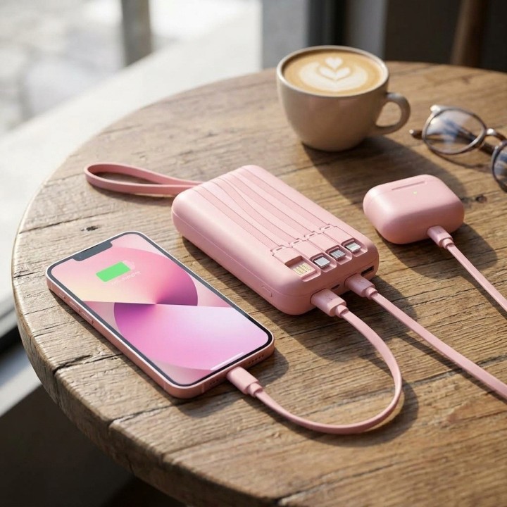 Power Bank 20000mah 22.5w 4 Cables Carga Rápida Led Dx442