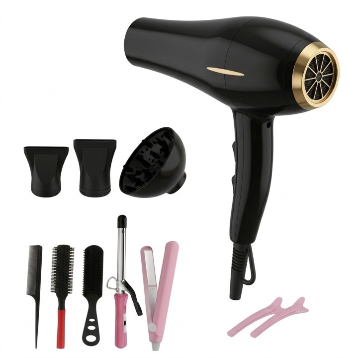 Set Belleza 11 En 1 Secador 5000w, Plancha Y Rizador Pro-531