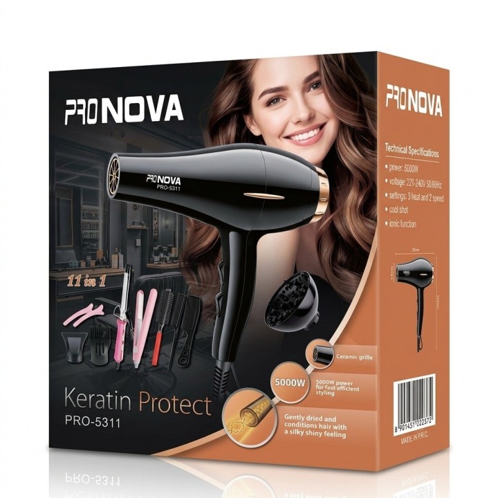 Set Belleza 11 En 1 Secador 5000w, Plancha Y Rizador Pro-531