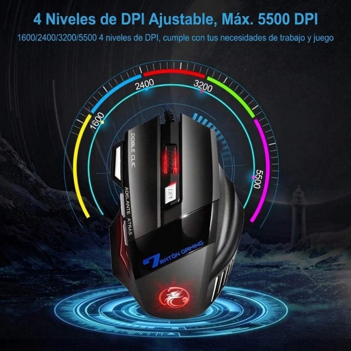 Mouse Gamer 509 7d Rgb Ajustable 3200 Dpi