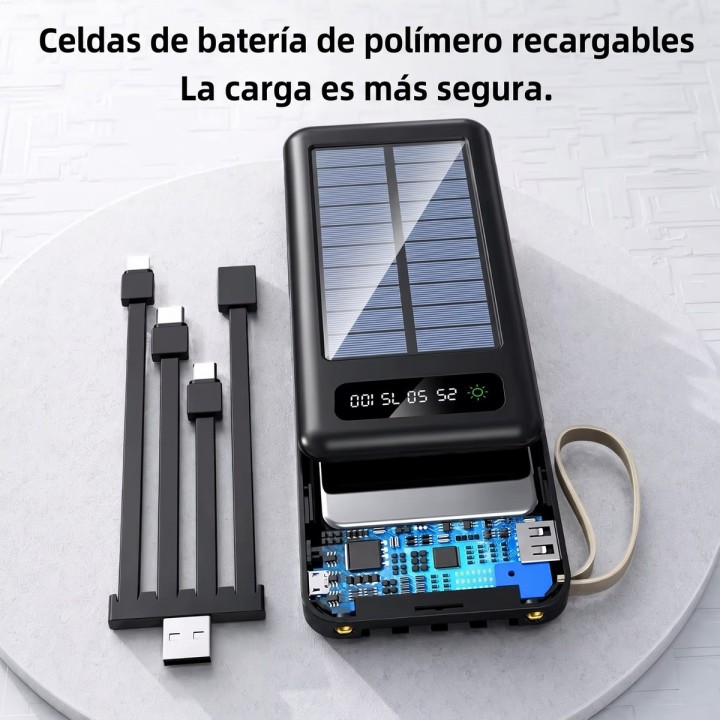Power Bank Solar 20000mah Con 4 Cables Mp-038