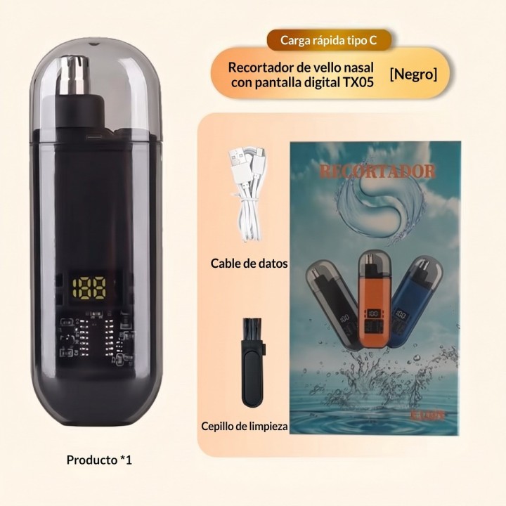 Recortador De Vello Nasal Sj005 Pantalla Digital Recargable