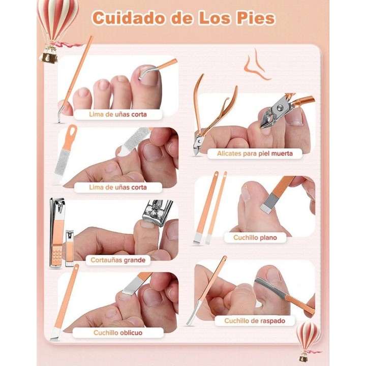 Kit Manicura Pedicura Facial 30 Piezas Acero Inoxidable