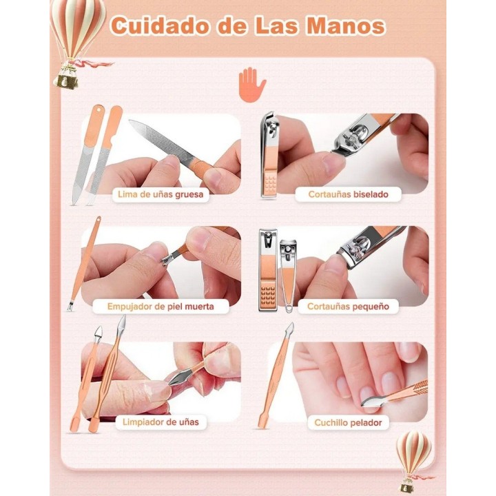 Kit Manicura Pedicura Facial 30 Piezas Acero Inoxidable