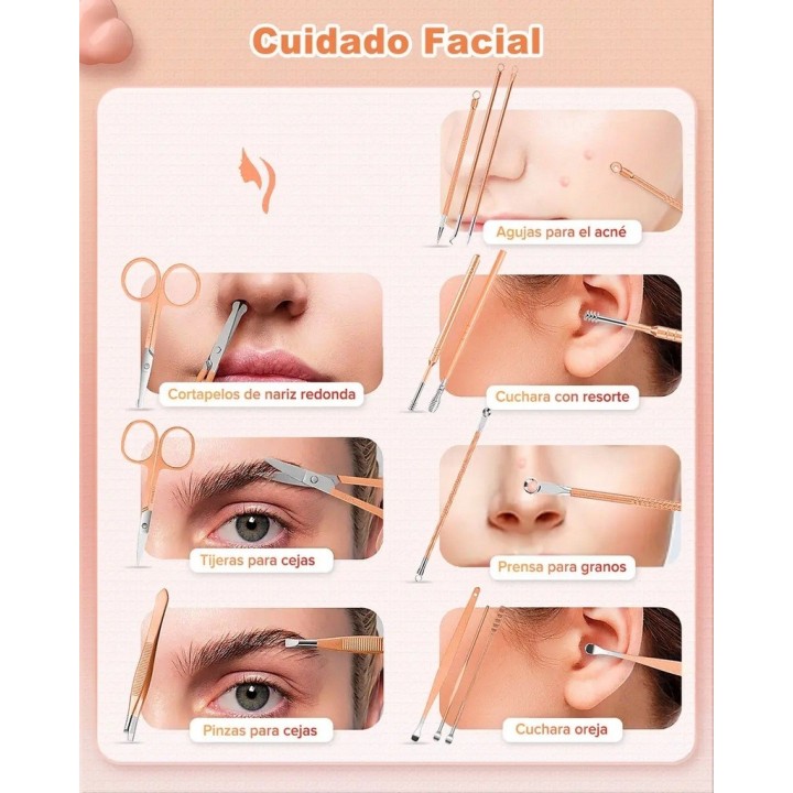 Kit Manicura Pedicura Facial 30 Piezas Acero Inoxidable