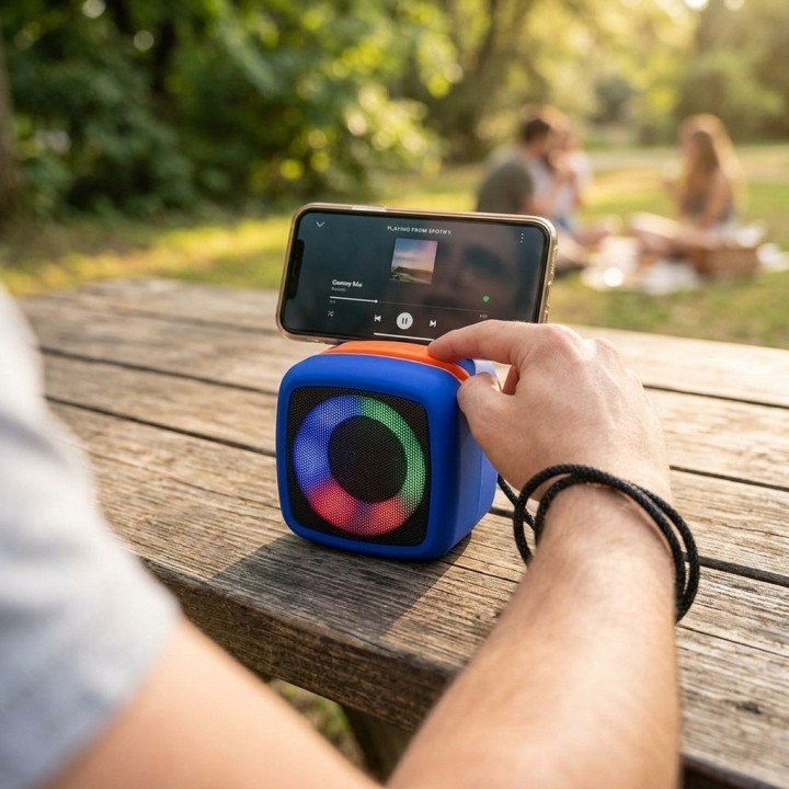Parlante Bluetooth Portátil X-911 Luz Rgb Base Celular 5w