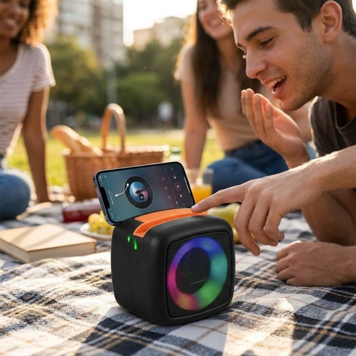 Parlante Bluetooth Portátil X-911 Luz Rgb Base Celular 5w