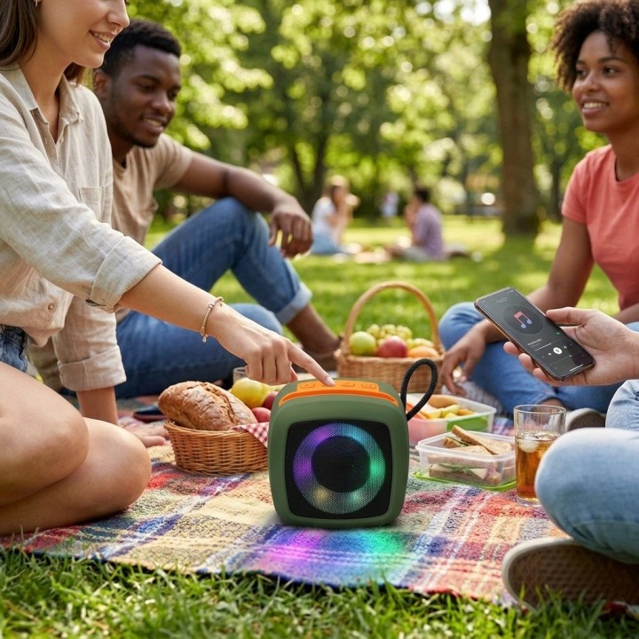 Parlante Bluetooth Portátil X-911 Luz Rgb Base Celular 5w