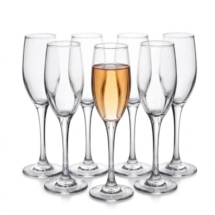 Set 6 Copas Flauta Champaña Vidrio 180ml Elegantes
