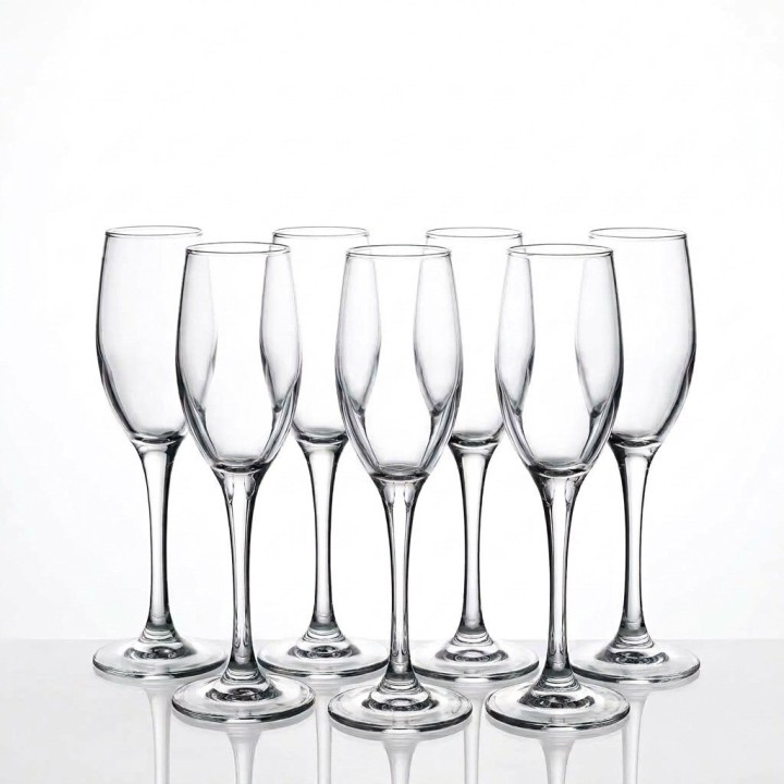 Set 6 Copas Flauta Champaña Vidrio 180ml Elegantes