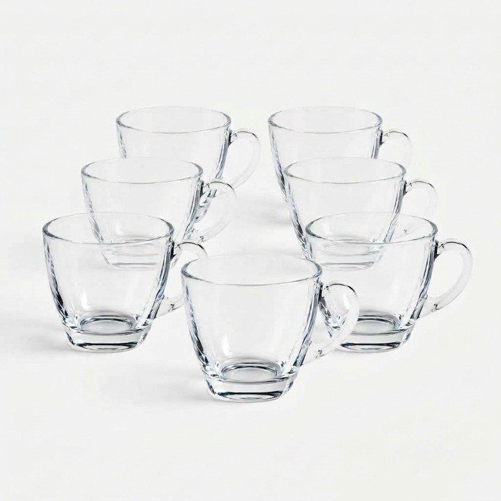 Set 6 Pocillos Tazas Vidrio Transparente 190ml Para Café