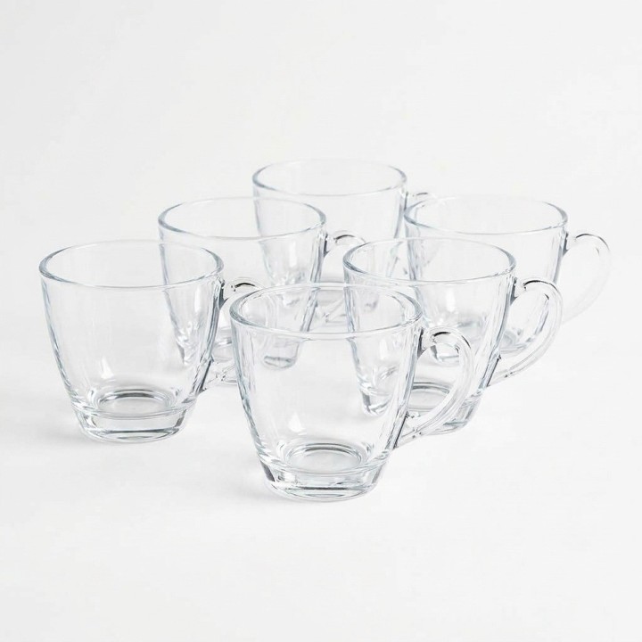 Set 6 Pocillos Tazas Vidrio Transparente 190ml Para Café