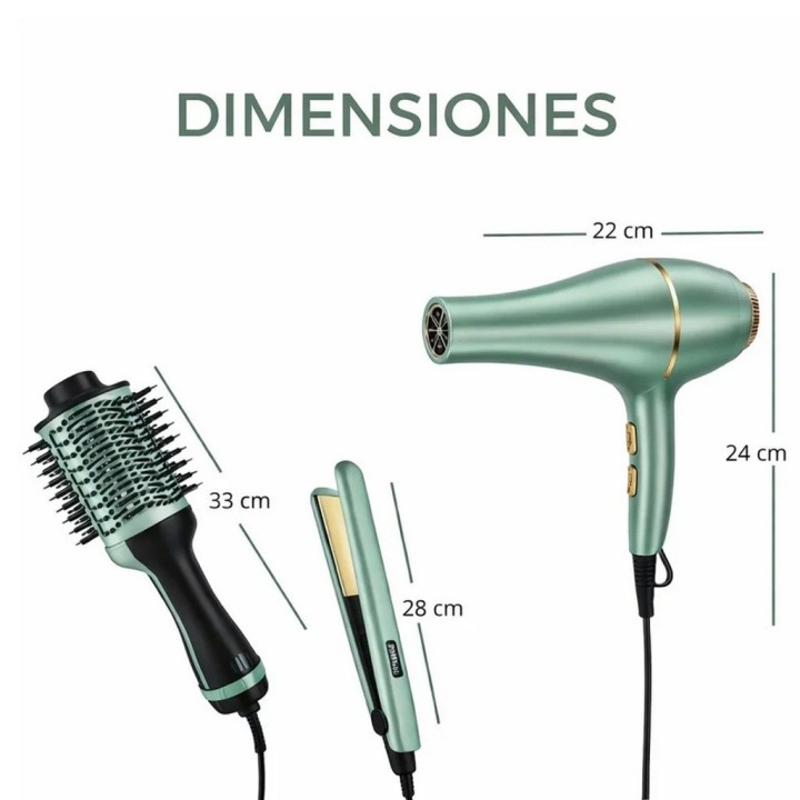 Combo Secador Plancha Cepillo Alisador Profesional Pro-2523
