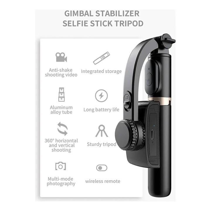 Gimbal Estabilizador Q08 Trípode Y Palo Selfie Bluetooth